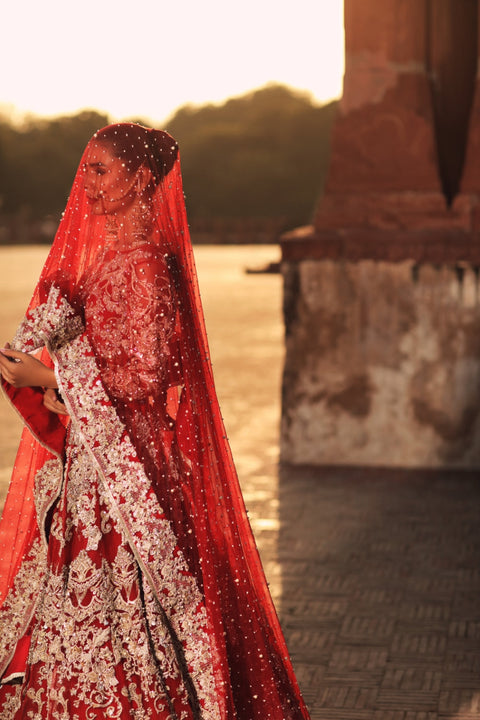 Beautiful Pakistani Bridal Dresses in Red Lehenga Choli