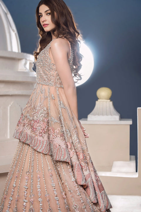 Pakistani Wedding Dress In Peach Color