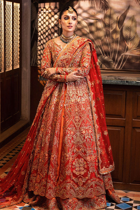 Pakistani Wedding Frock Orange Lehnga Dress