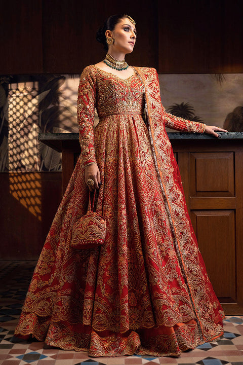 Pakistani Wedding Frock Orange Lehnga Dress