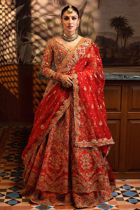 Pakistani Wedding Frock Orange Lehnga Dress