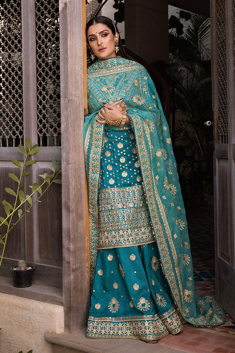 Blue Gharara Pakistani Wedding Dress