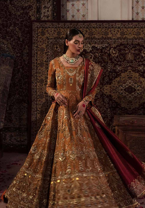 Mustard Frock Red Dupatta Bridal Dress 