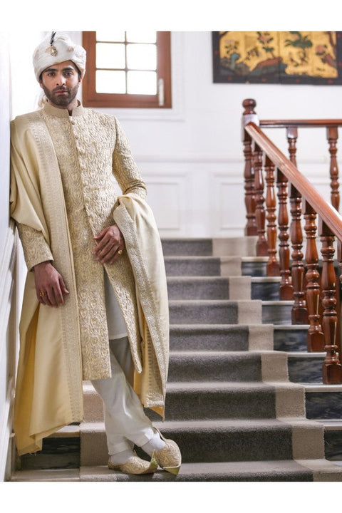 Embroidered Sherwani Shirt Salwar for Pakistani Grooms