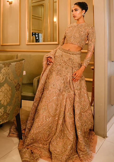 Golden Lehenga Choli Pakistani Bridal Dress