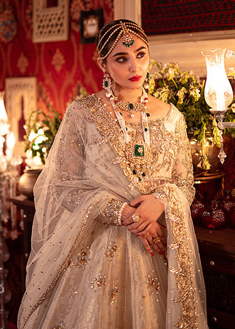 Royal Pakistani Bridal Lehenga With Pishwas Frock Dress