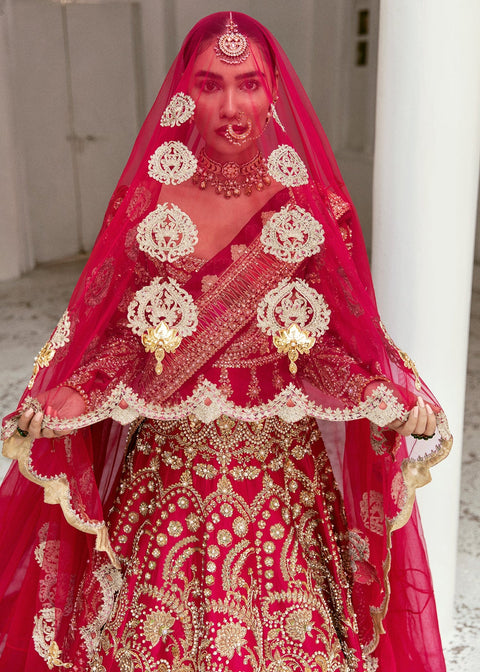 Latest Pakistani Red Bridal Dress In Gown Style