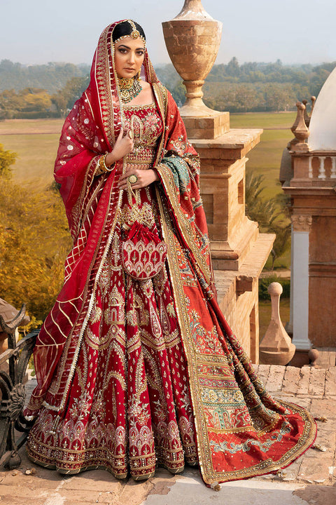 Raw Silk Red Lehenga Choli Pakistani Bridal  Dress