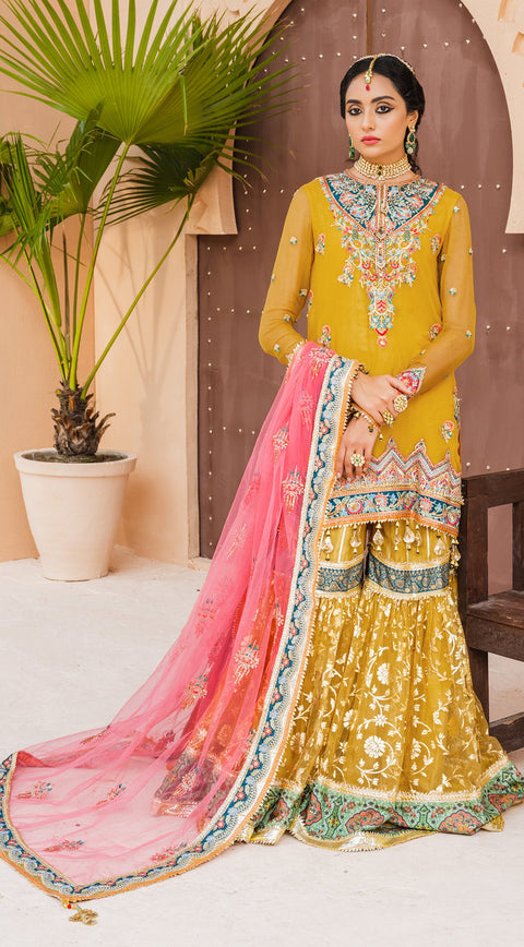 Mehndi Dress Pakistani With A Farshi Gharara