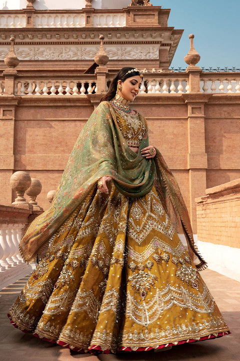 Bridal Choli With Mustard Lehenga