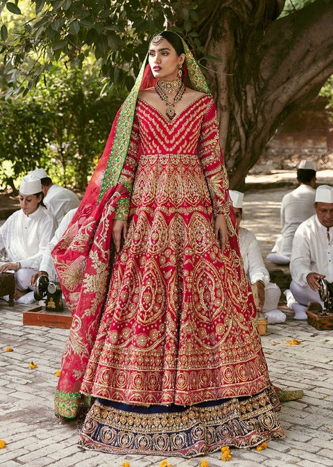 Bridal Pishwas With Navy Blue Lehenga