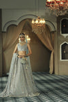 Pakistani Bridal Dress Lehenga Choli In Ice Grey