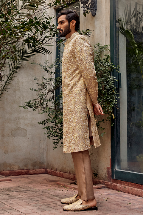 Pakistani Groom Dress in Premium Karandi Sherwani Style