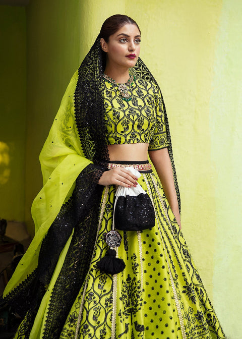 Pakistani Neon Green Lehenga Bridal With Choli