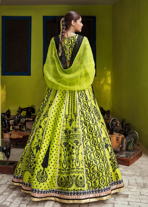 Pakistani Neon Green Lehenga Bridal With Choli