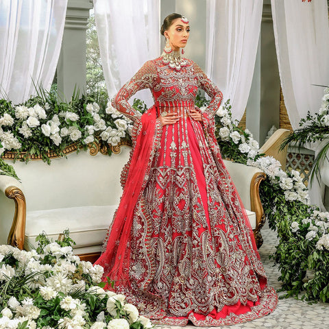 Pink Front Open Gown Lehenga Pakistani Wedding Dresses