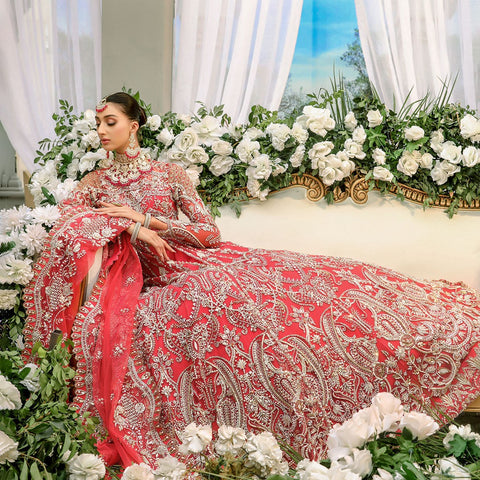 Pink Front Open Gown Lehenga Pakistani Wedding Dresses