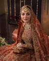 Bridal Red Pakistani Dress In Pishwas Frock And Lehenga Style
