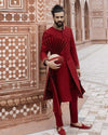 Red Sherwani Turban Dress for Pakistani Groom Dresses