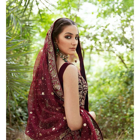 Royal Deep Red Bridal Lehenga With Pishwas Dress