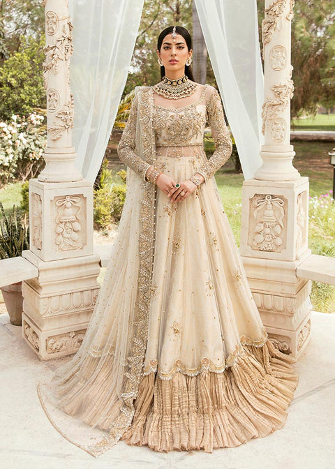 Royal Pakistani Bridal Lehenga With Pishwas Frock Dress