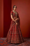 Bridal Red Lehenga Choli Dress In Tilla Work