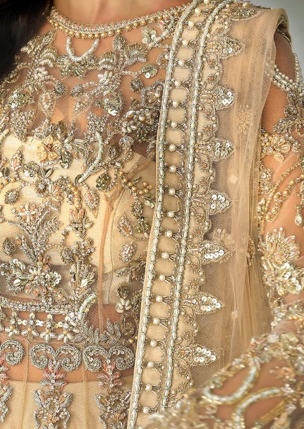 Peach Skin Lehenga Gown Pakistani Bridal Dresses