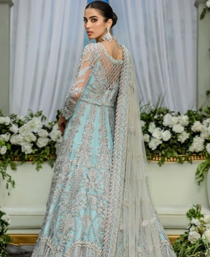 Pakistani Wedding Dresses Sky Blue Gown Lehenga