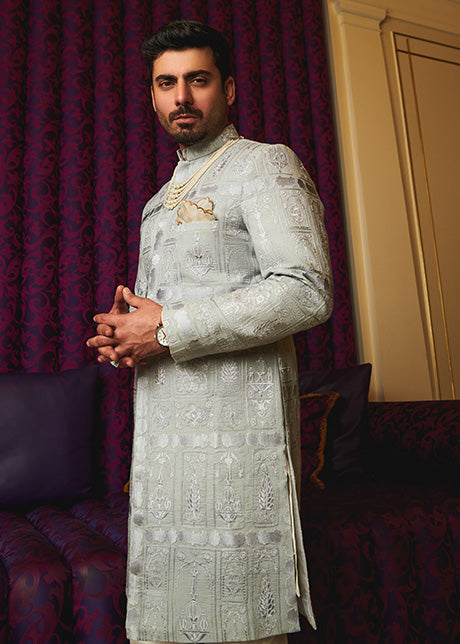 Sky Blue Sherwani Dress for Pakistani Groom Dresses