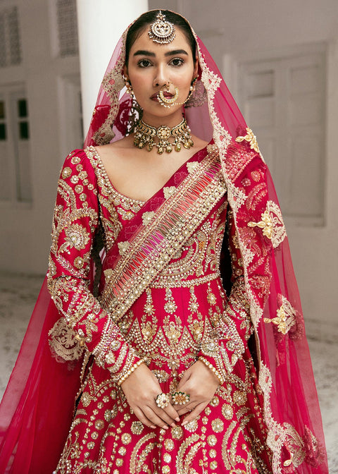 bridal gown with two dupattas