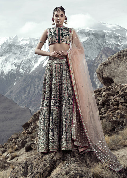 Pakistani Bridal Dress In Green Color
