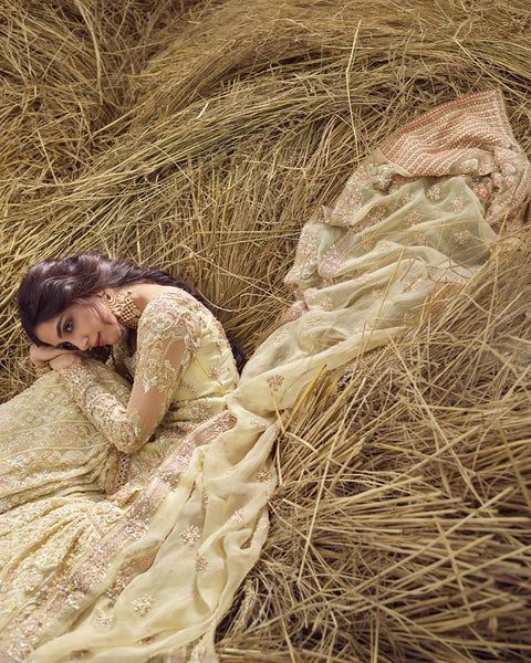 Yellow Pakistani Gharara Kameez 