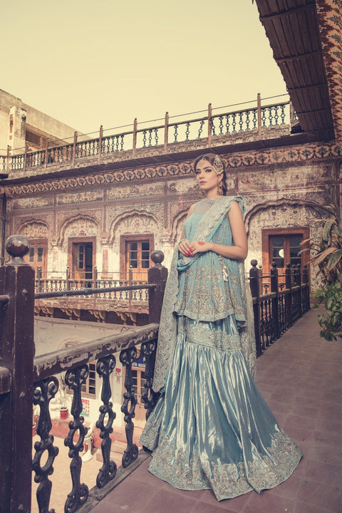 Wedding Party Wear Gharara With Short Frock