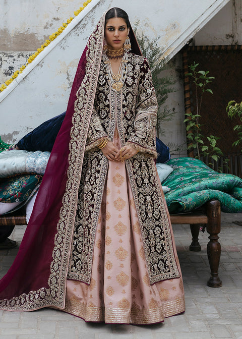 Pakistani Bridal Dress Open Gown Style In Red Color