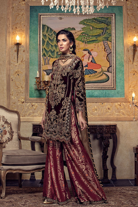 Wedding Maroon Shalwar Kameez Dress