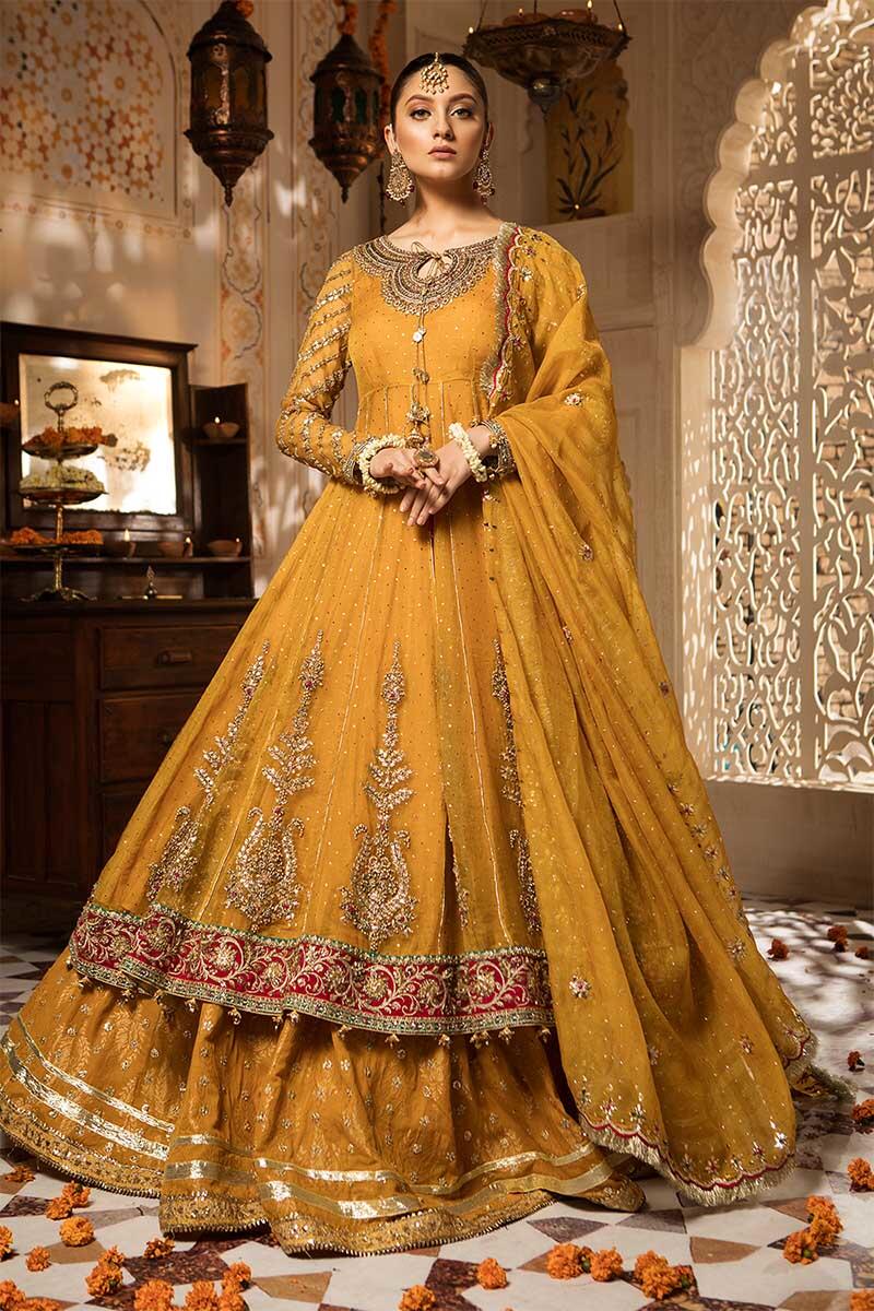 Mustard Pakistani Bridal Mehndi Dress Shop NOW