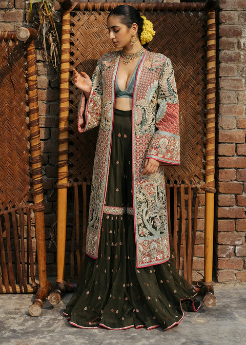 Pakistani Bridal Dress Sharara Gown Style