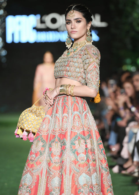 Bridal  Wedding Orange Lehnga 