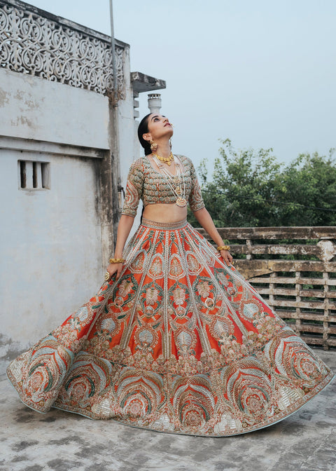 Pakistani Wedding Orange Lehnga Choli  
